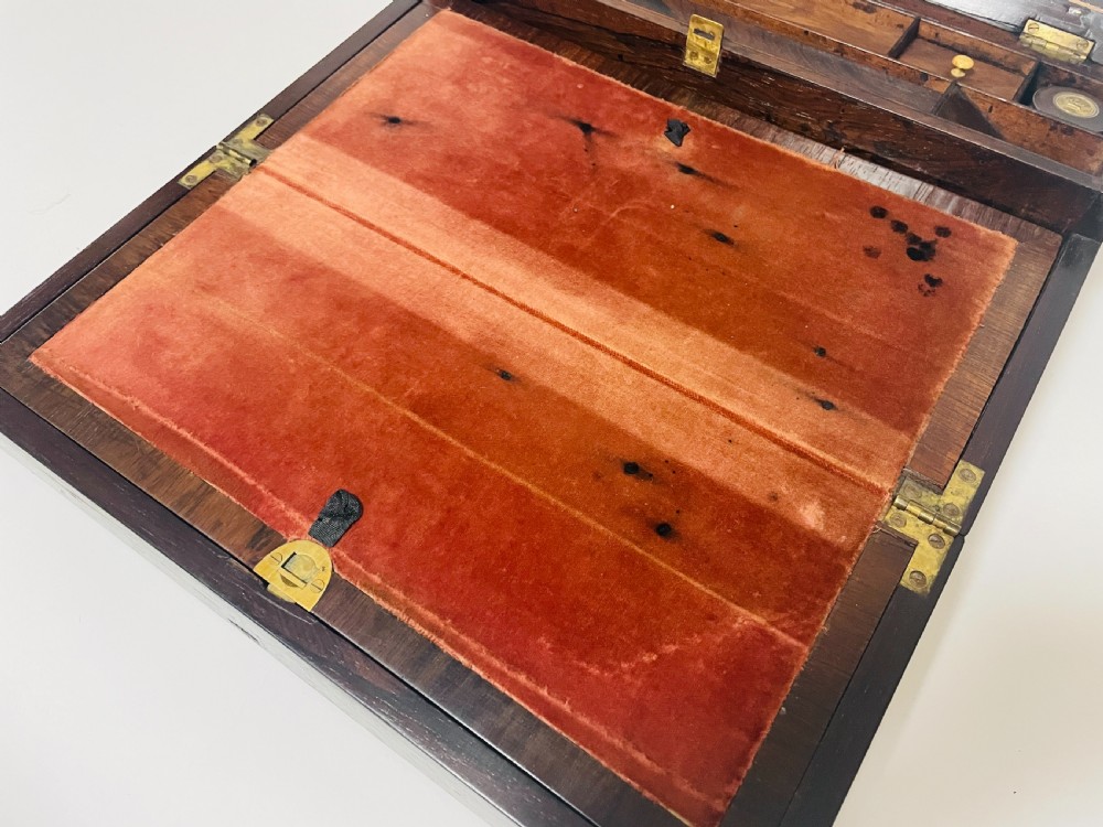 Antique Mahogany Brass Inlaid Writing Slope View XVI
