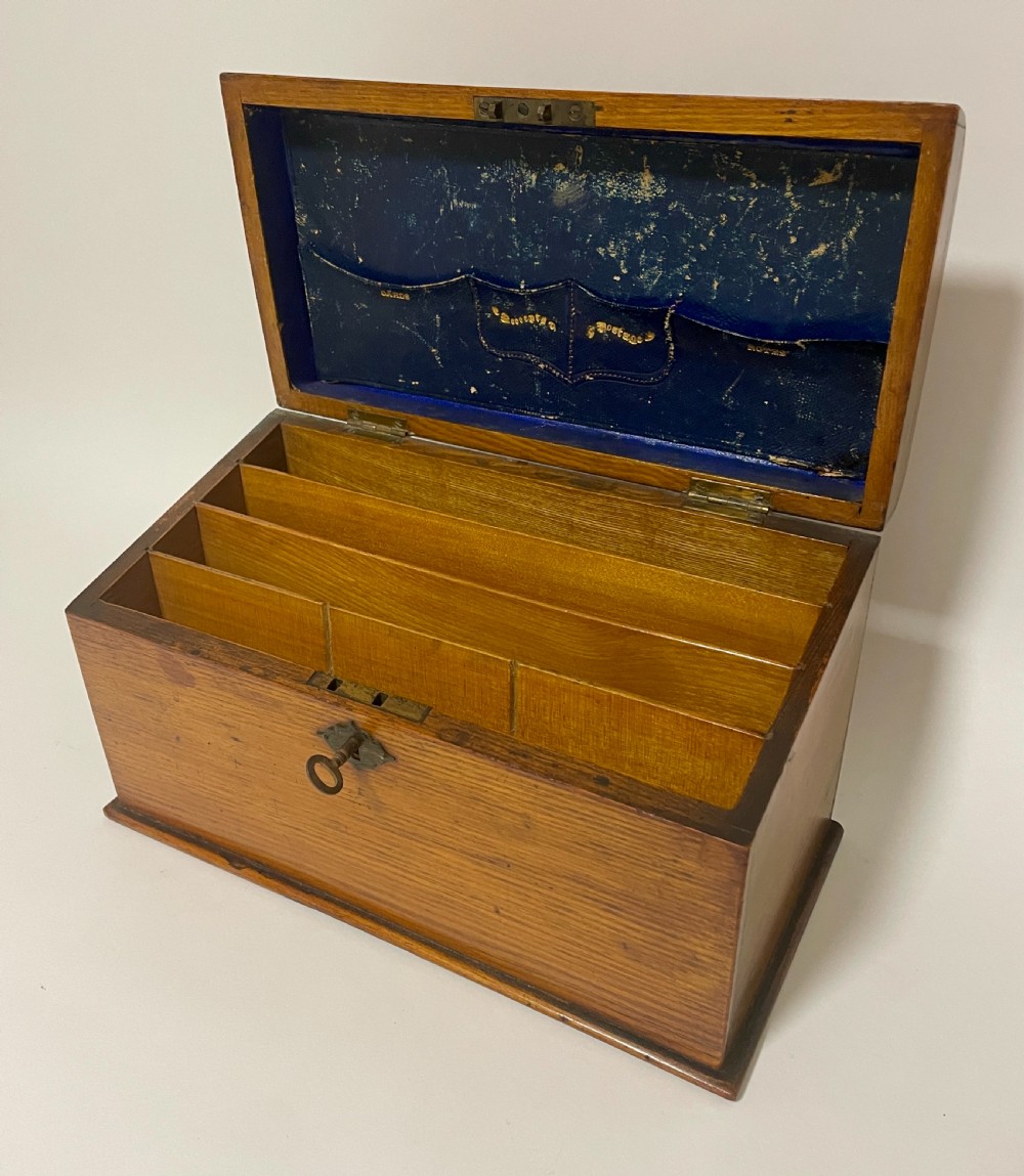 Antique Oak Stationery Box View IX