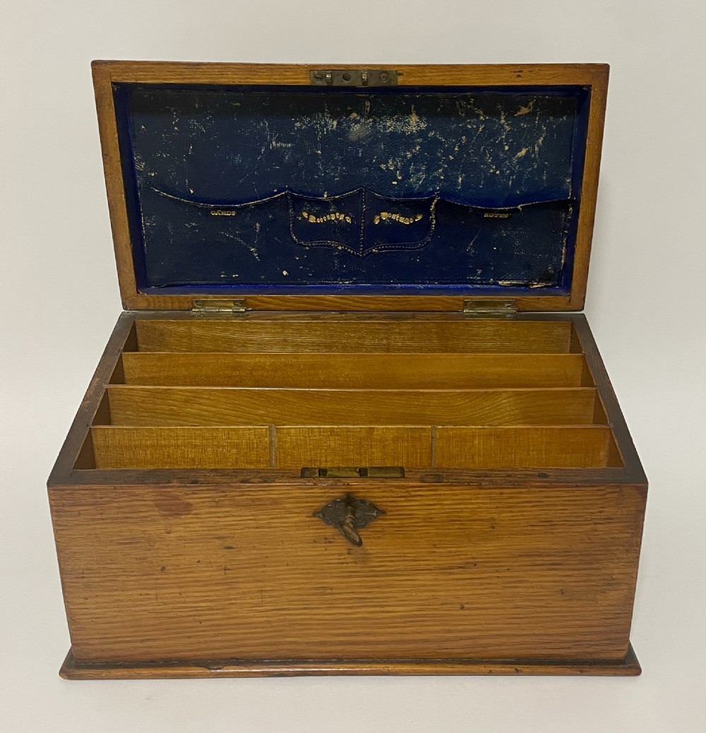 Antique Oak Stationery Box View XI