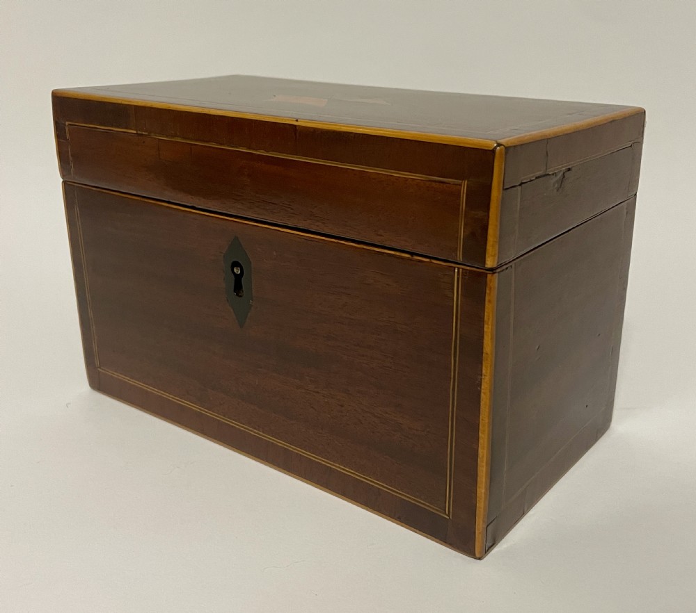 Georgian Mahogany Inlaid Tea Caddy View II