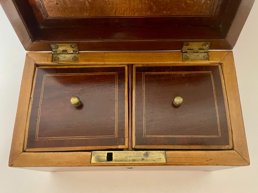 Georgian Mahogany Inlaid Tea Caddy View XI