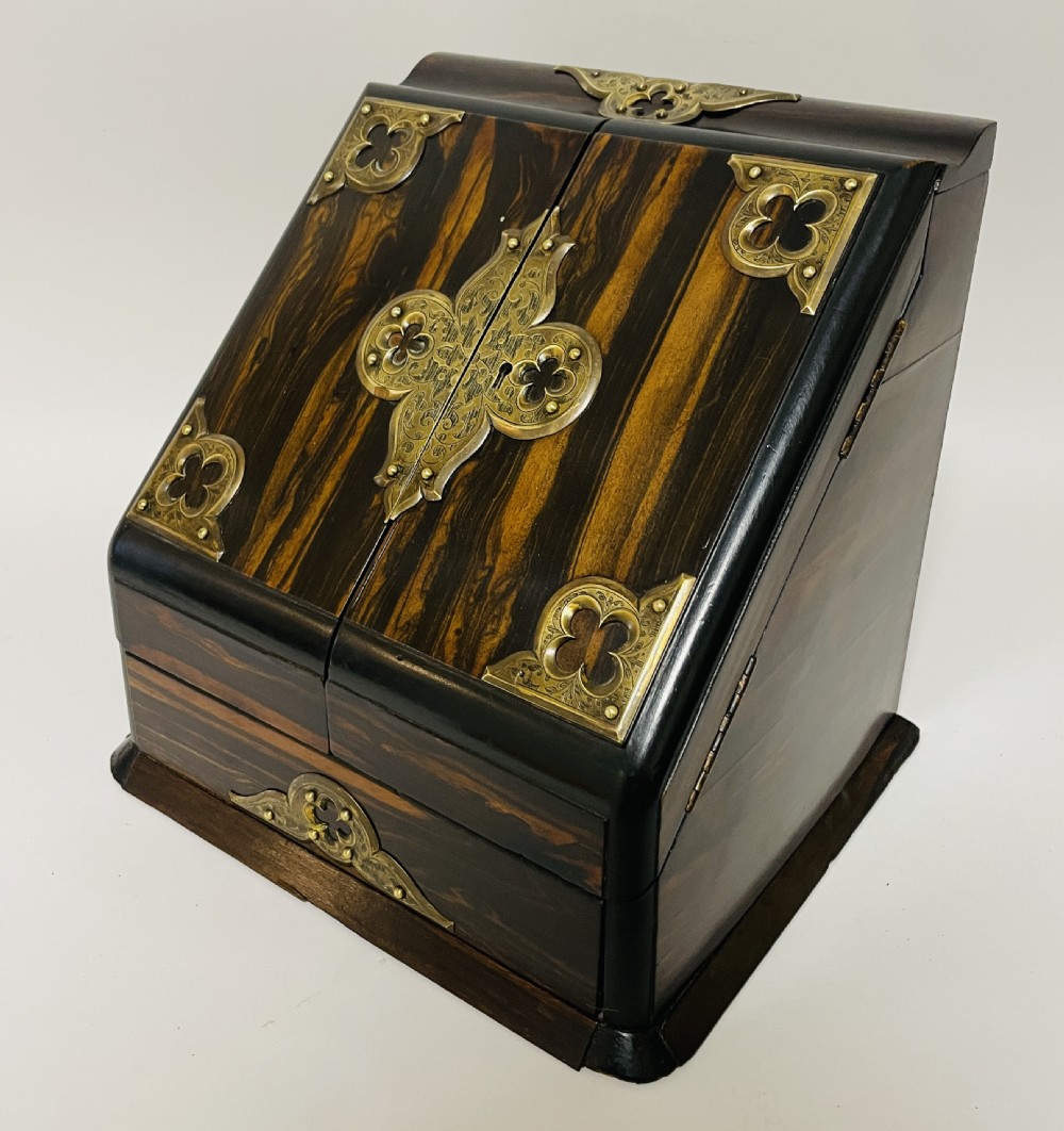 Victorian Coromandel Brass Mounted Stationery Cabinet View IV