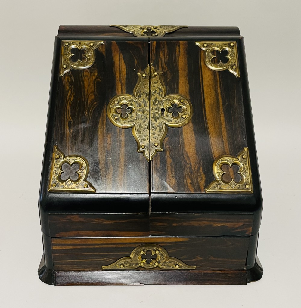 Victorian Coromandel Brass Mounted Stationery Cabinet View X