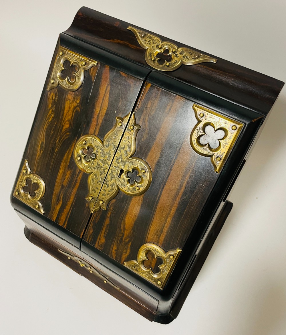 Victorian Coromandel Brass Mounted Stationery Cabinet View XI