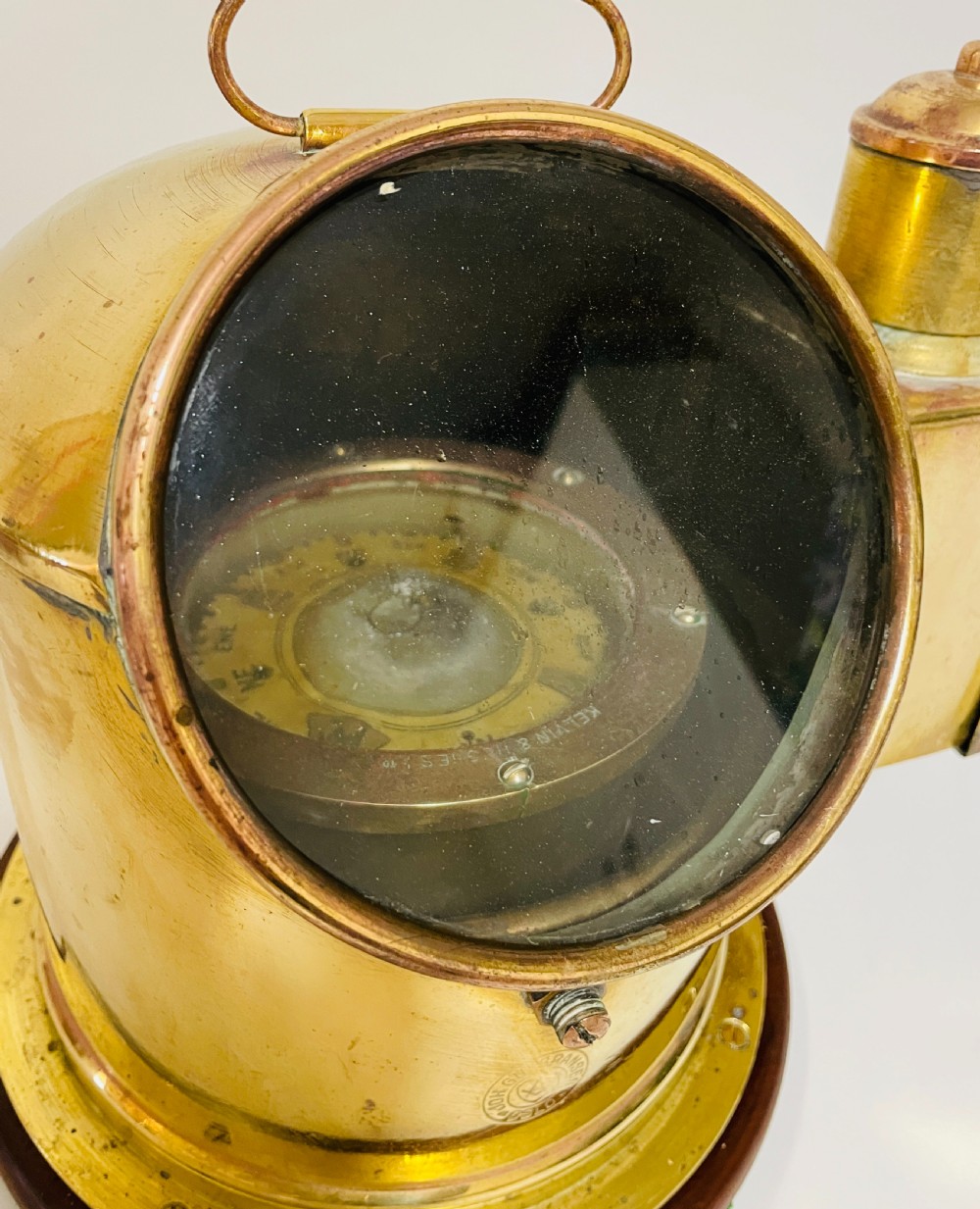 Antique Brass Binnacle Compass with Oil Burner View XI
