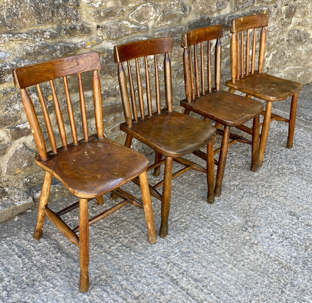 Set of 4 Elm School Chairs View III
