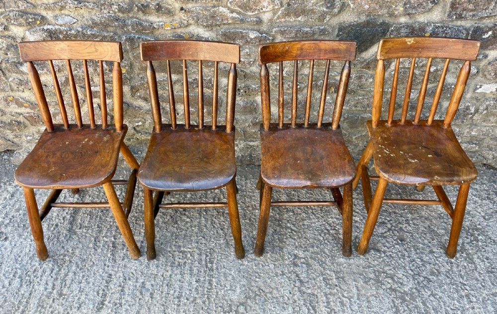 Set of 4 Elm School Chairs View IV
