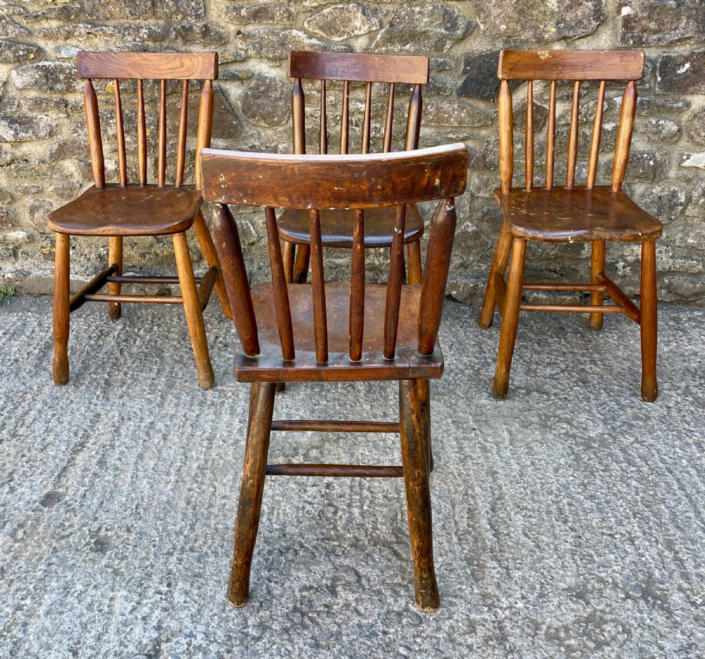 Set of 4 Elm School Chairs View VII