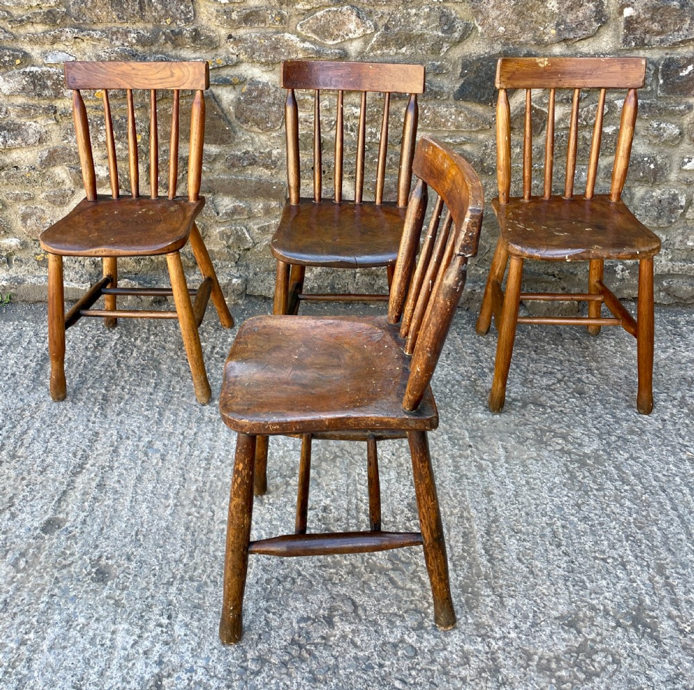 Set of 4 Elm School Chairs View IX