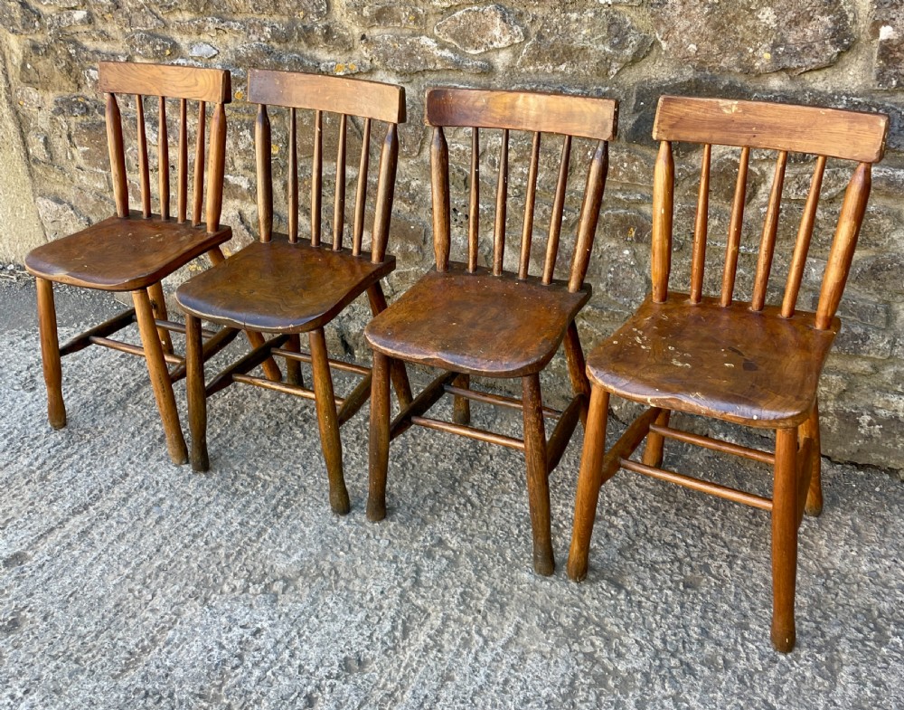 Set of 4 Elm School Chairs View XI