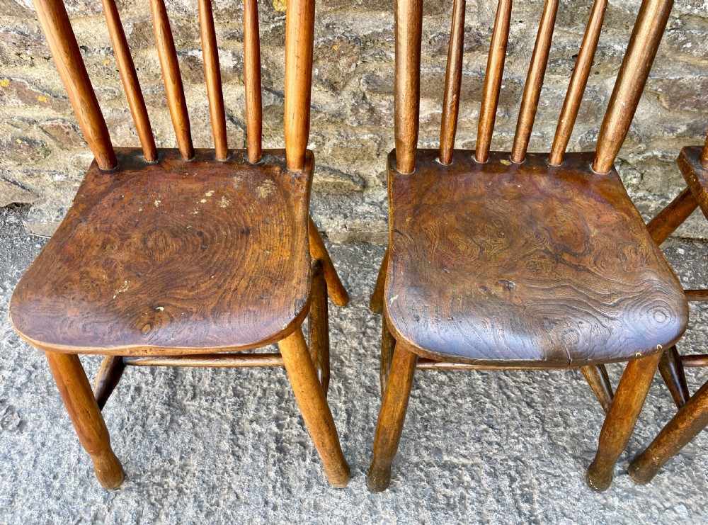 Set of 4 Elm School Chairs View XIII