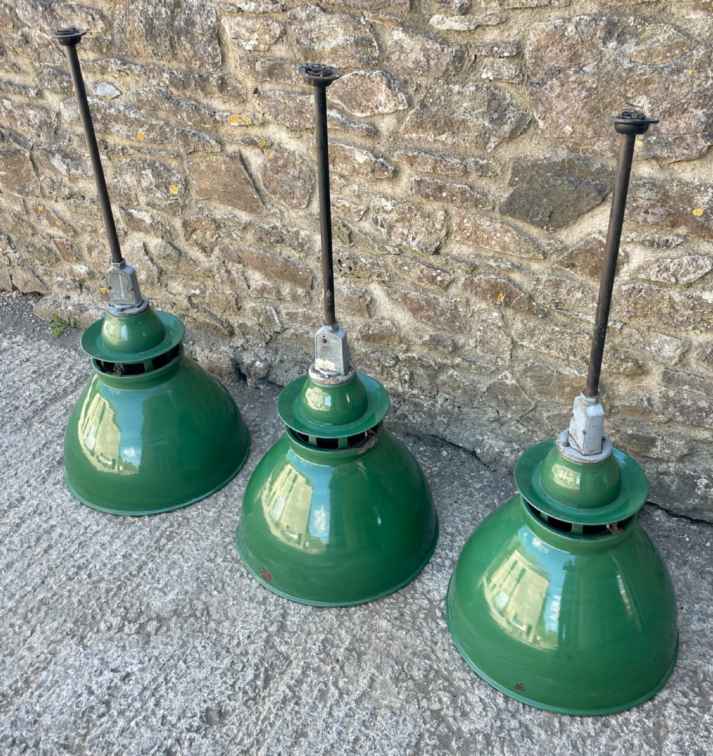 Large Thorlux Green Enamel Factory Pendant Light View VI