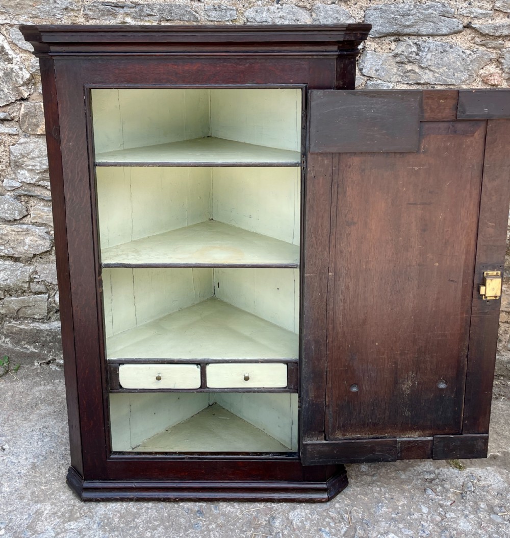 Georgian Oak Hanging Corner Cupboard View VIII