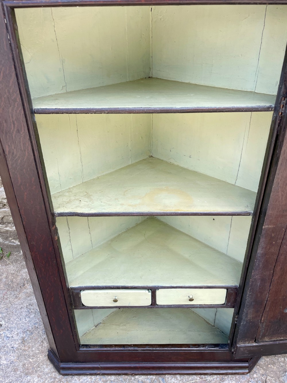 Georgian Oak Hanging Corner Cupboard View IX
