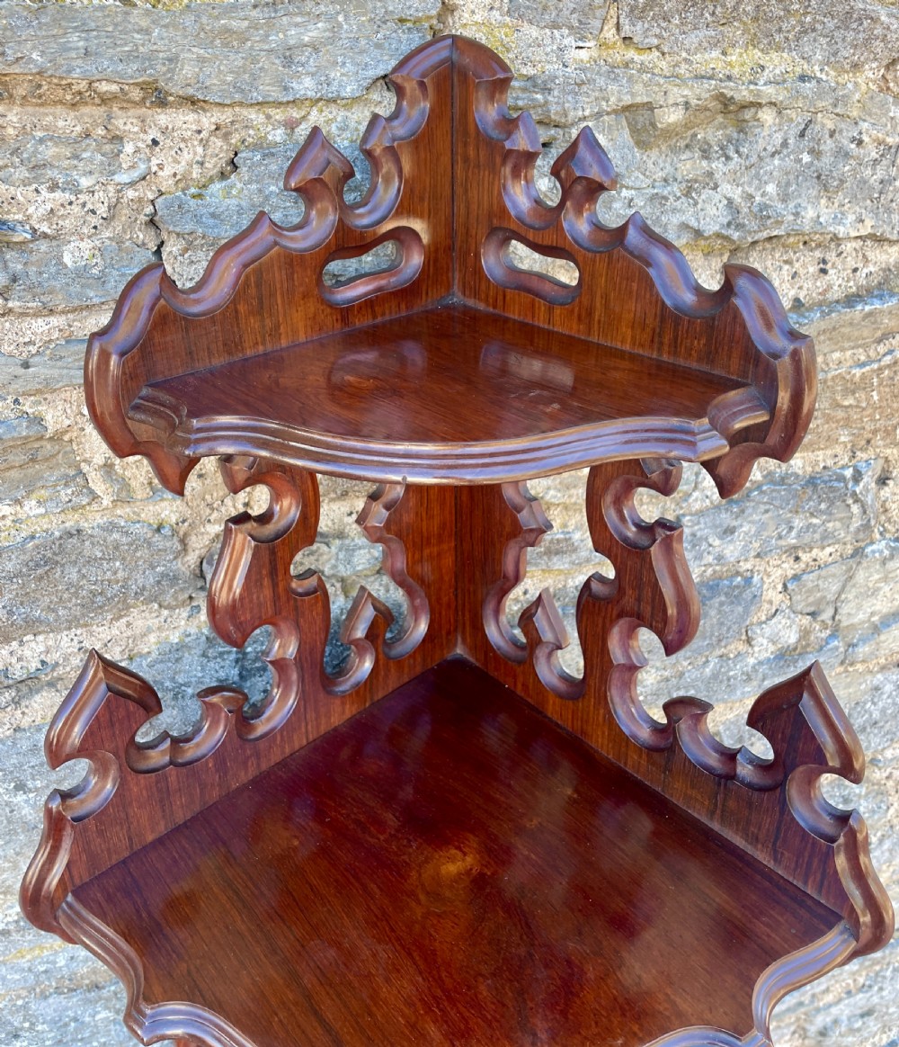 Victorian Rosewood Hanging Corner Shelves View XI