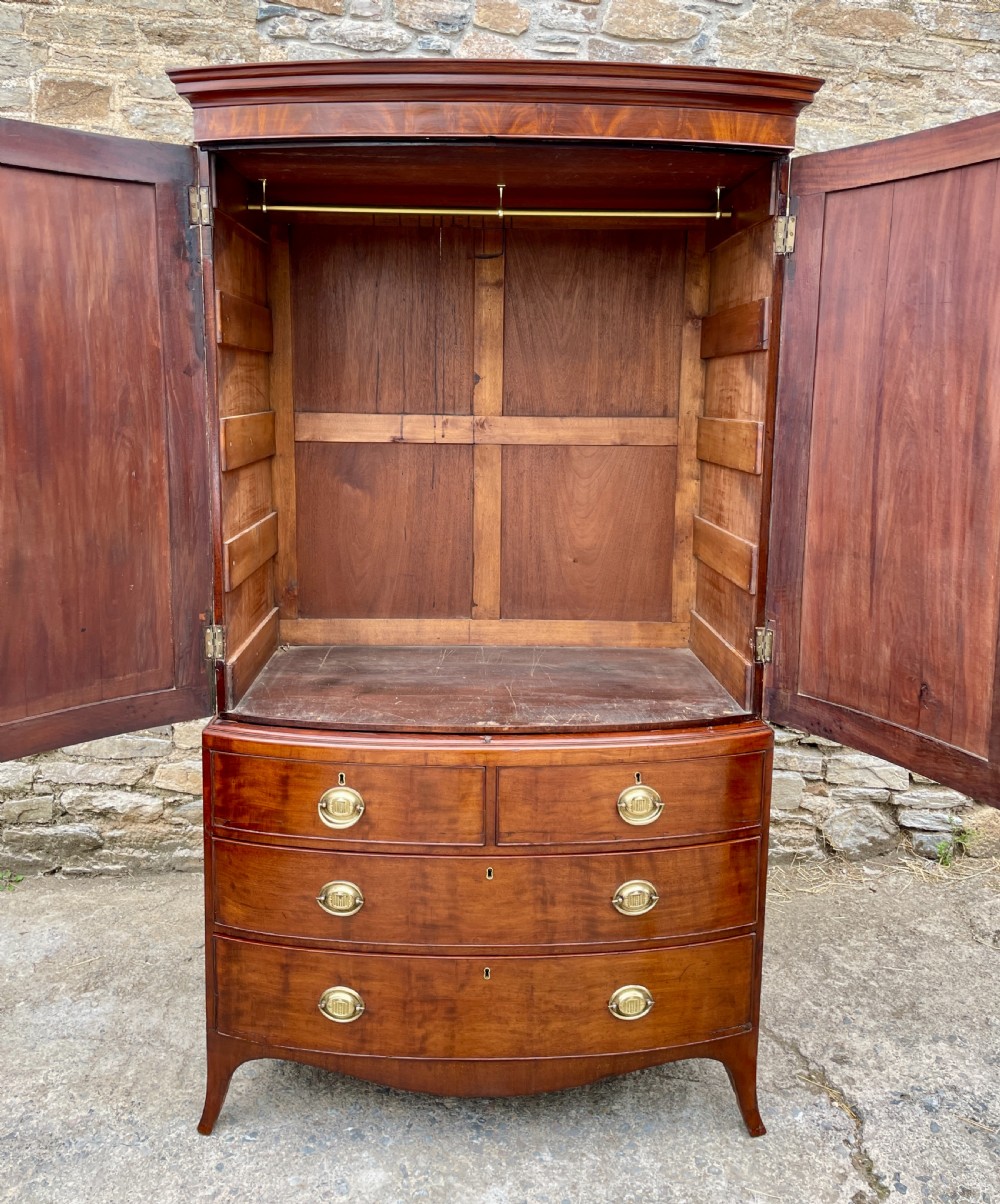 Georgian Mahogany Bow Fronted Wardrobe View XI