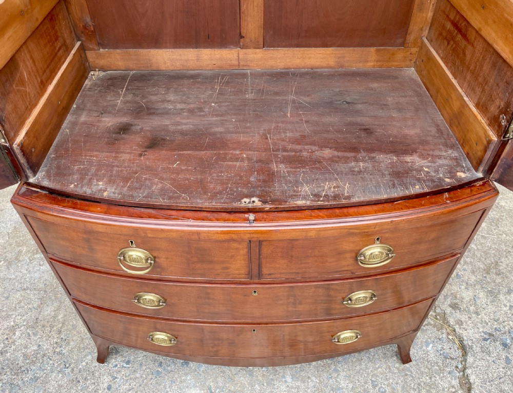 Georgian Mahogany Bow Fronted Wardrobe View XV