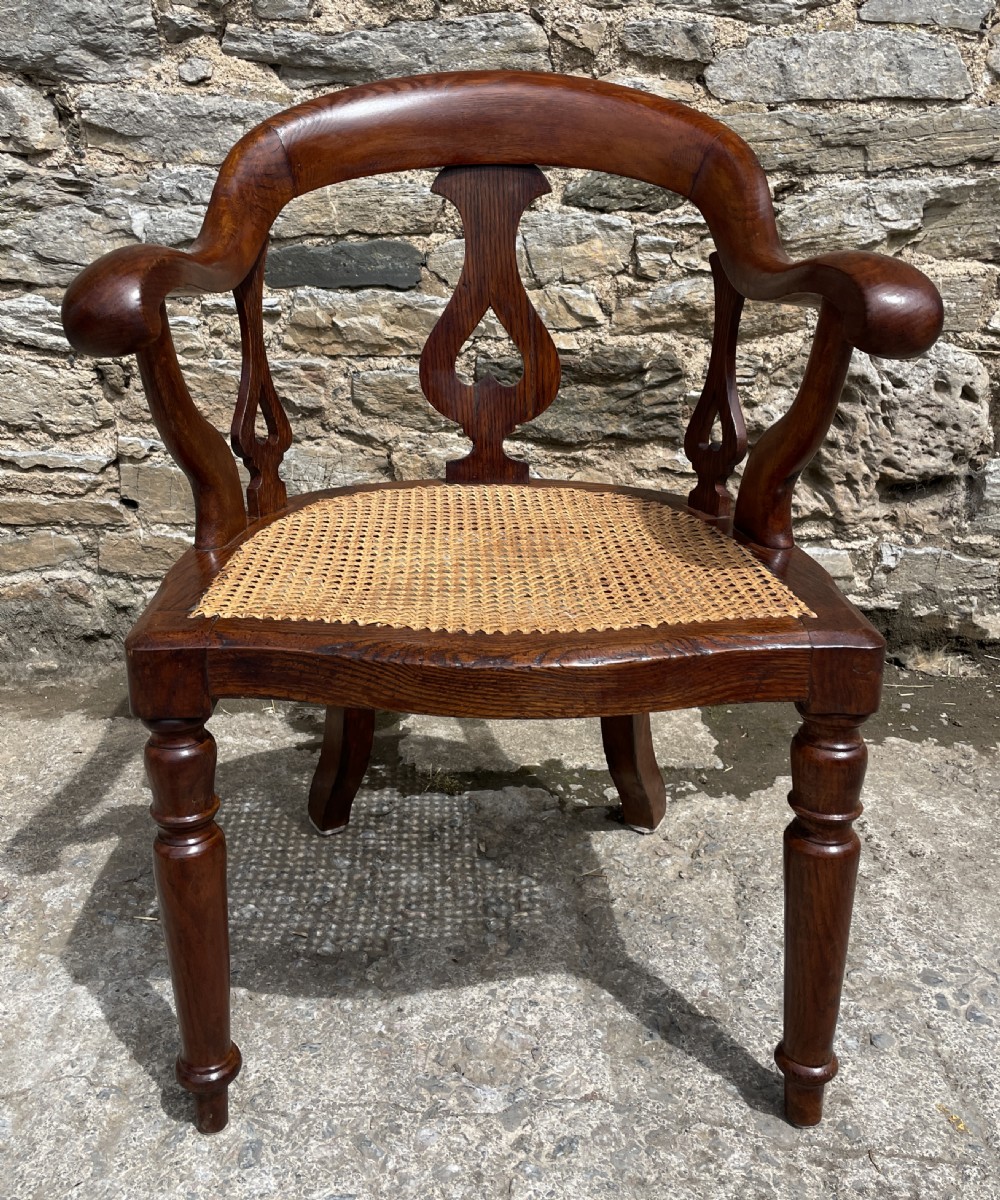 Victorian Oak Framed Cane Library Chair View II