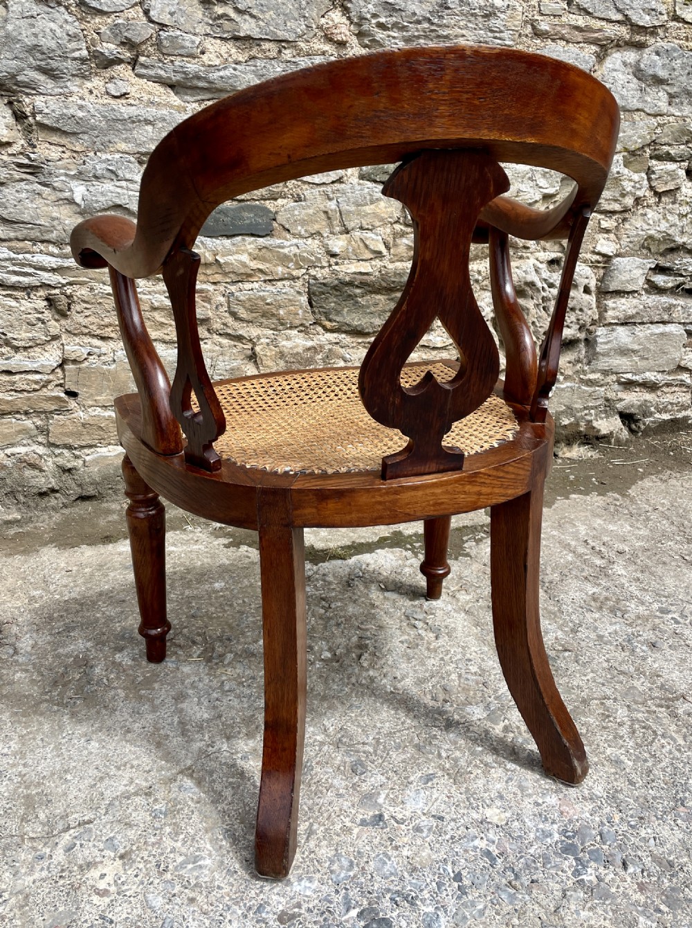 Victorian Oak Framed Cane Library Chair View V