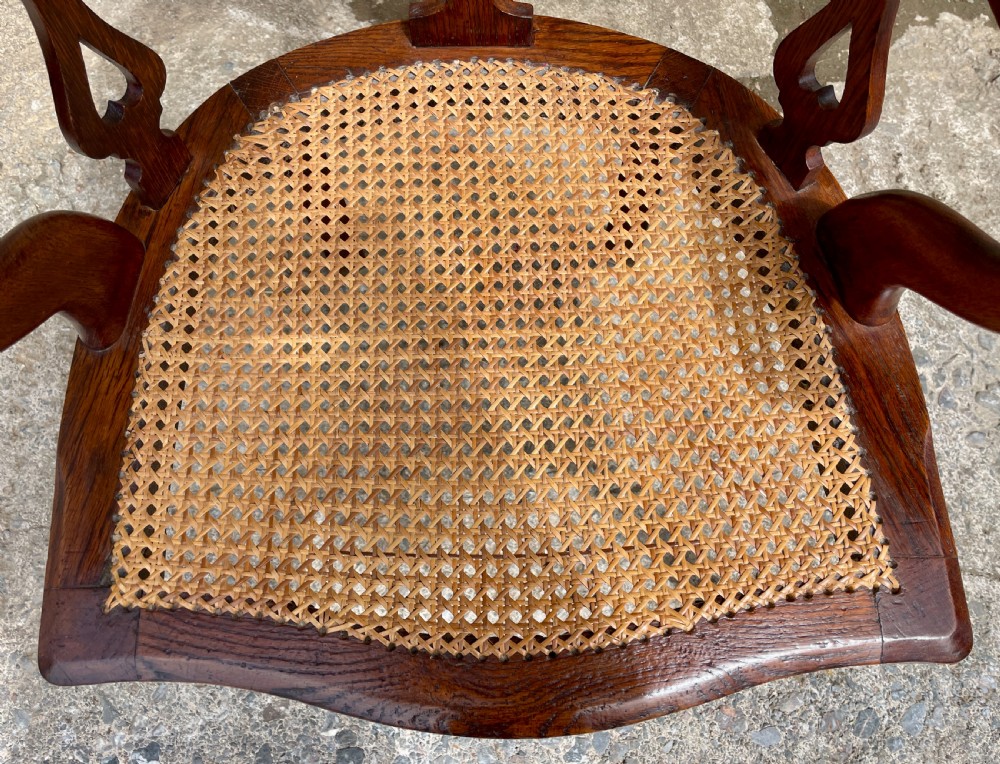 Victorian Oak Framed Cane Library Chair View VI