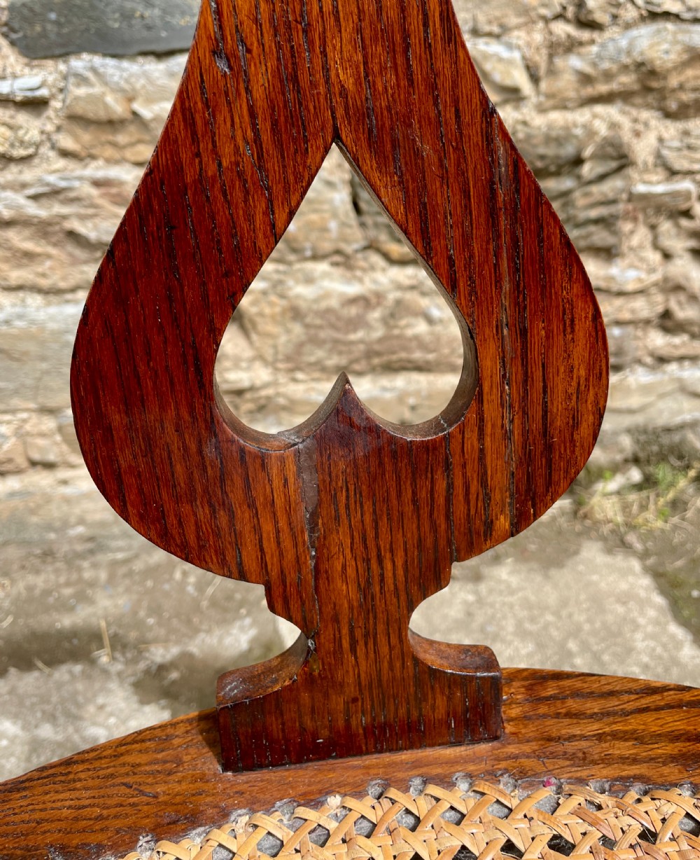 Victorian Oak Framed Cane Library Chair View VII