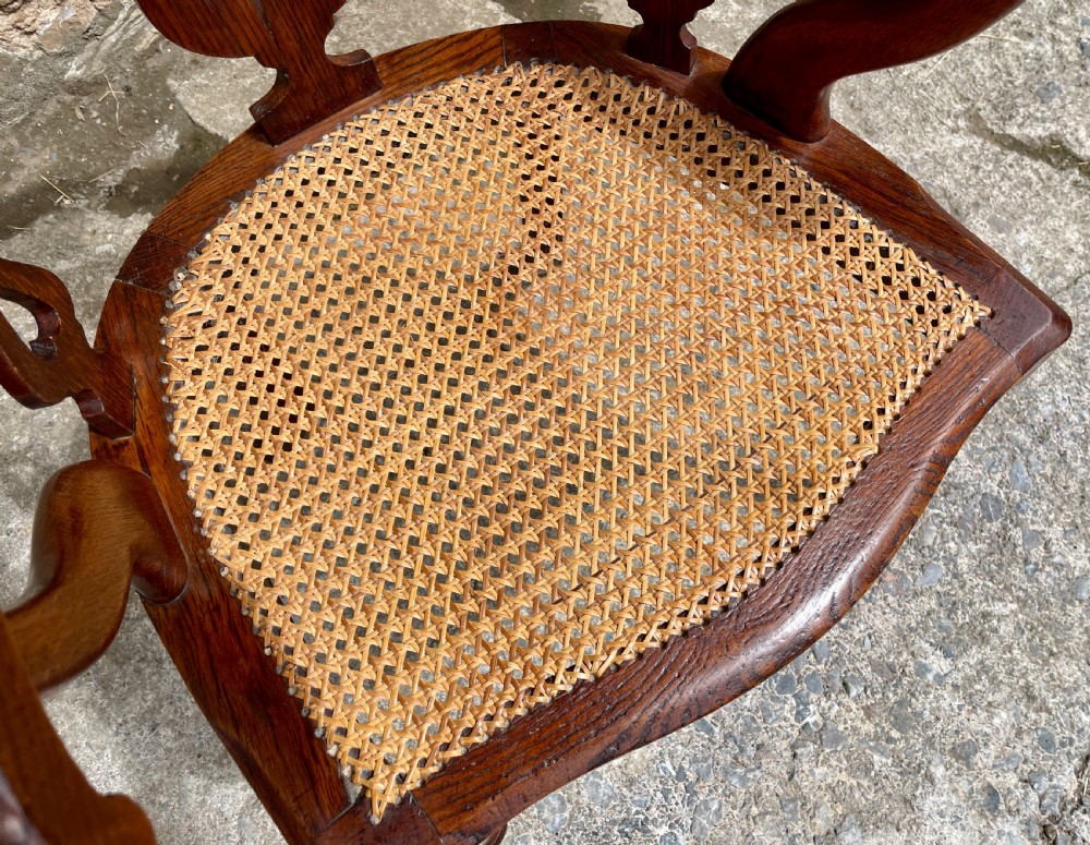 Victorian Oak Framed Cane Library Chair View VIII