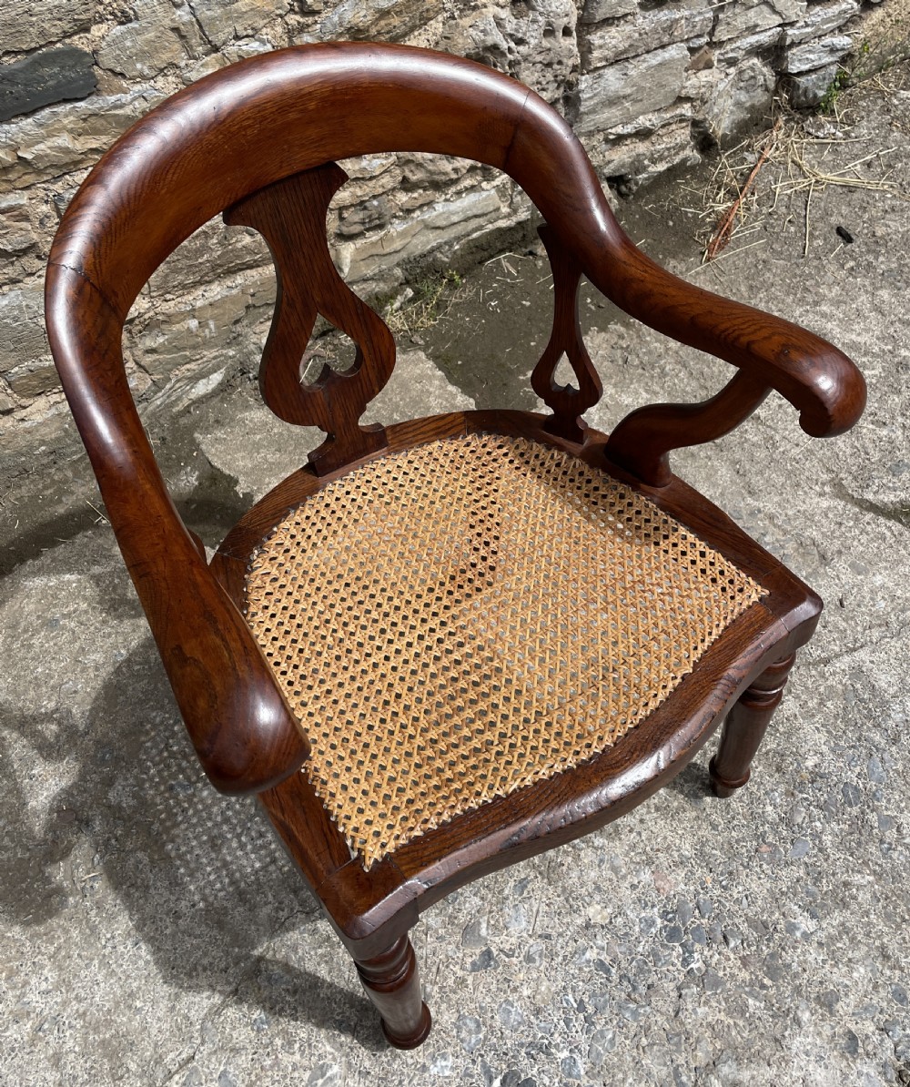 Victorian Oak Framed Cane Library Chair View X