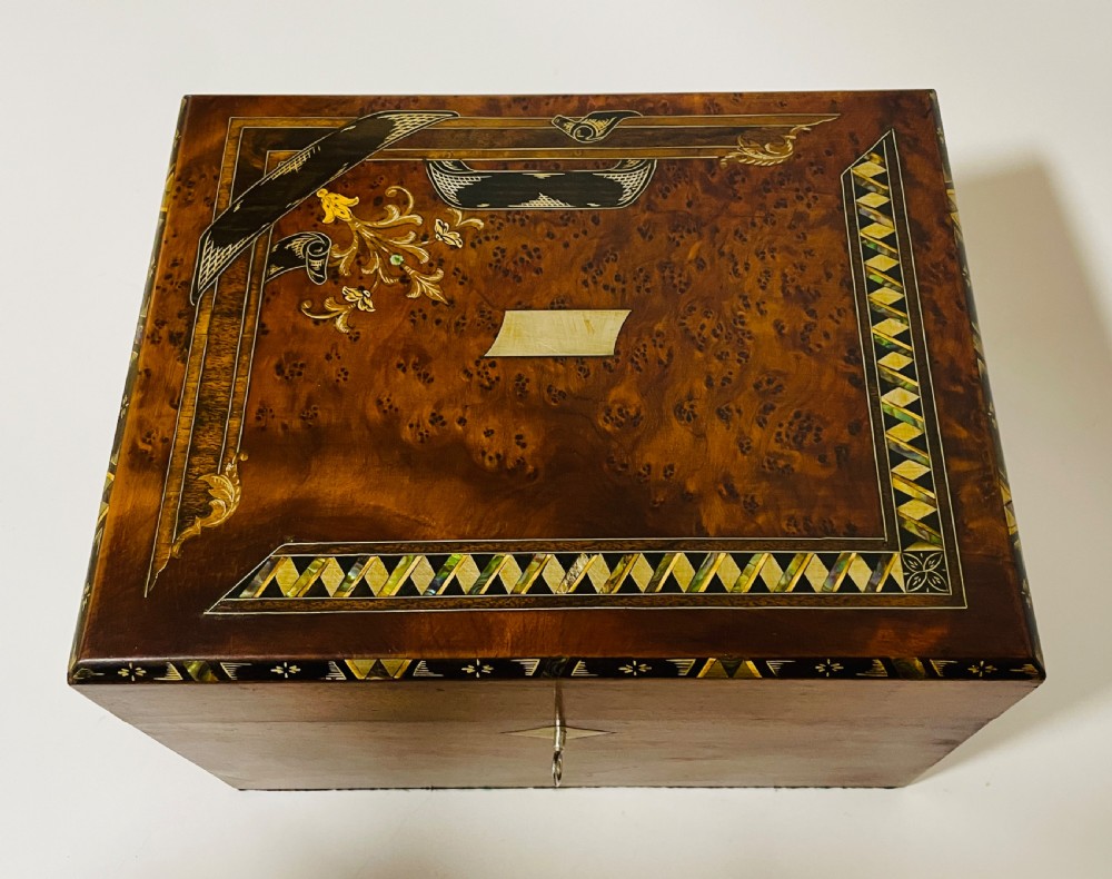 Antique Victorian Inlaid Jewellery or Sewing Box View IX