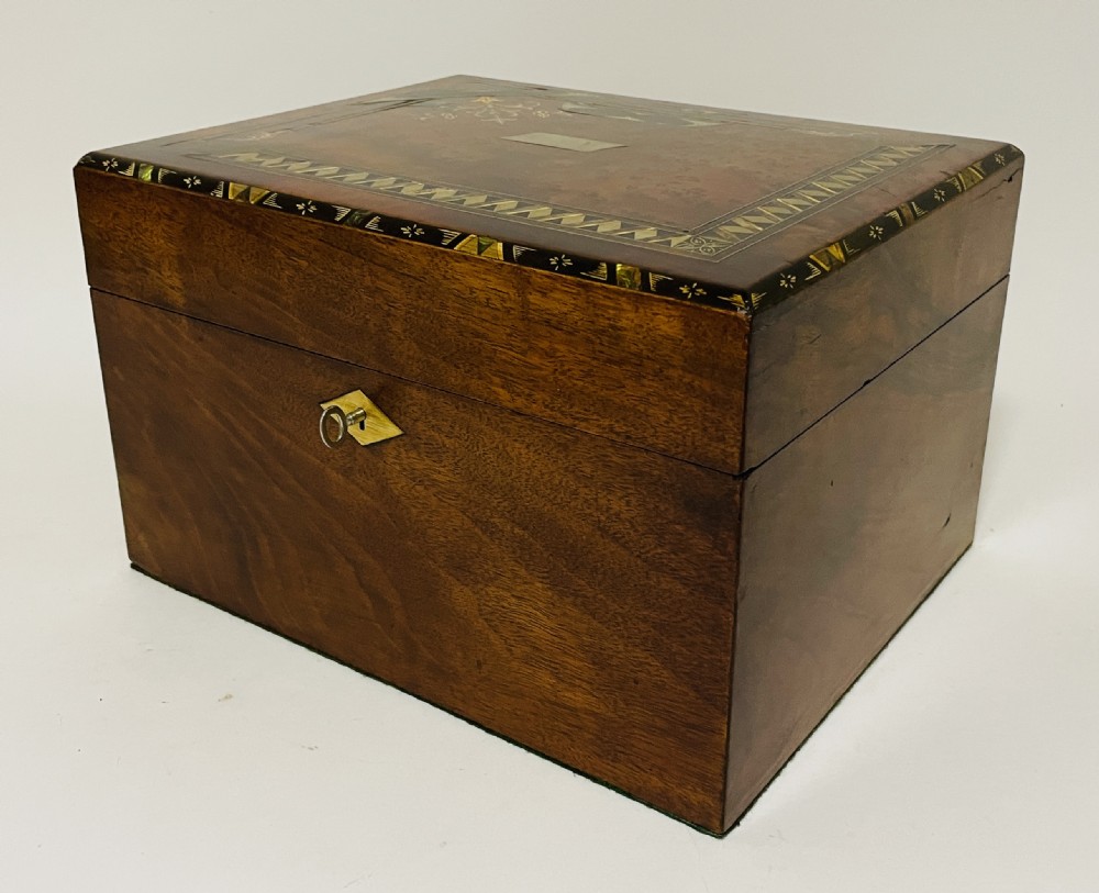 Antique Victorian Inlaid Jewellery or Sewing Box View X