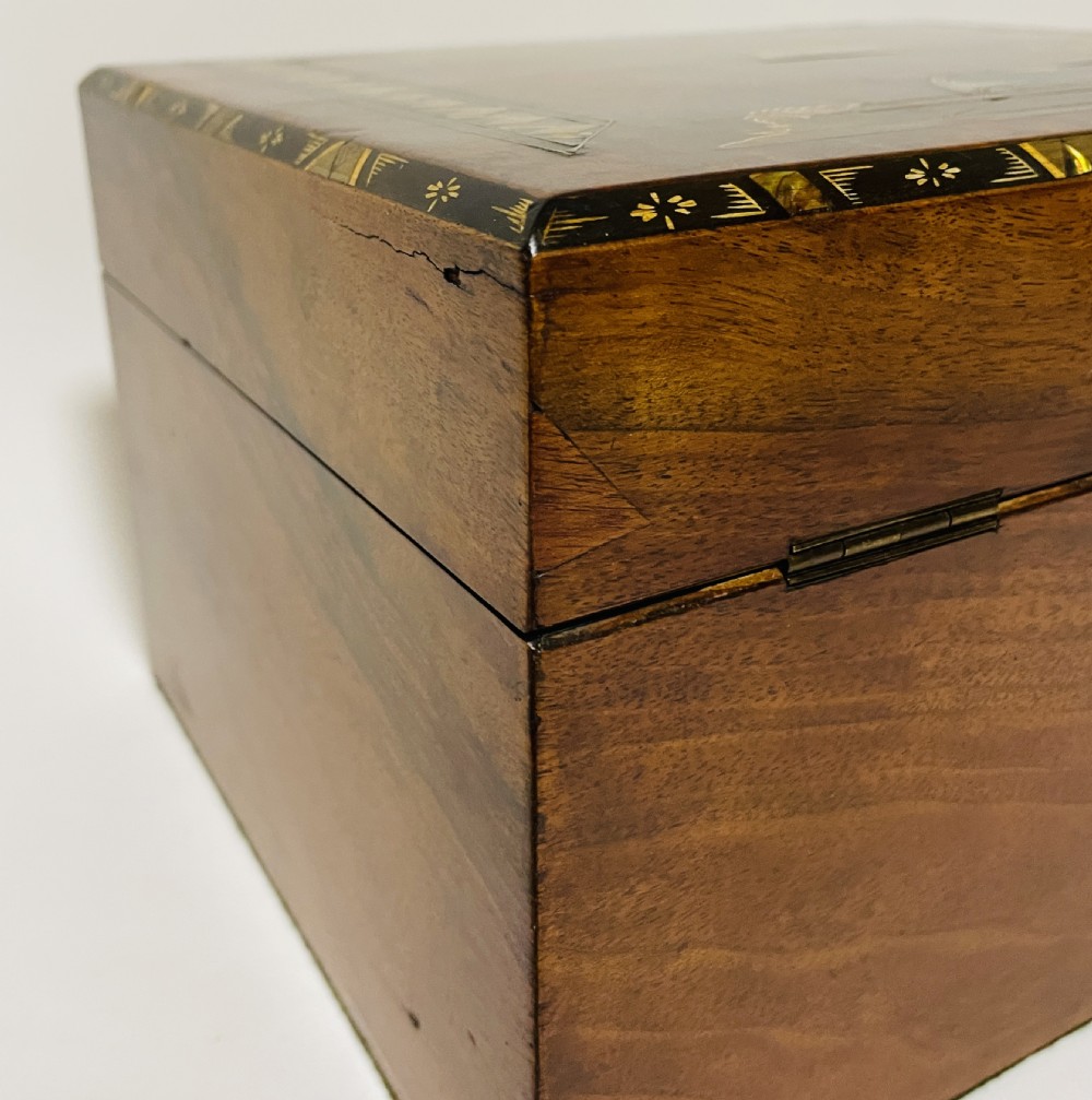 Antique Victorian Inlaid Jewellery or Sewing Box View XV