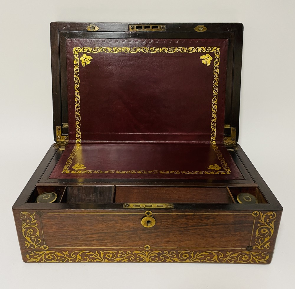 Antique Victorian Rosewood Inlaid Writing Slope 