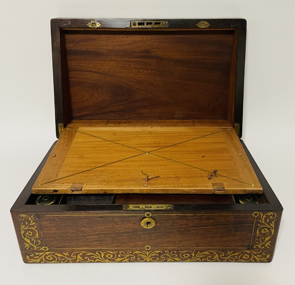 Antique Victorian Rosewood Inlaid Writing Slope  View III
