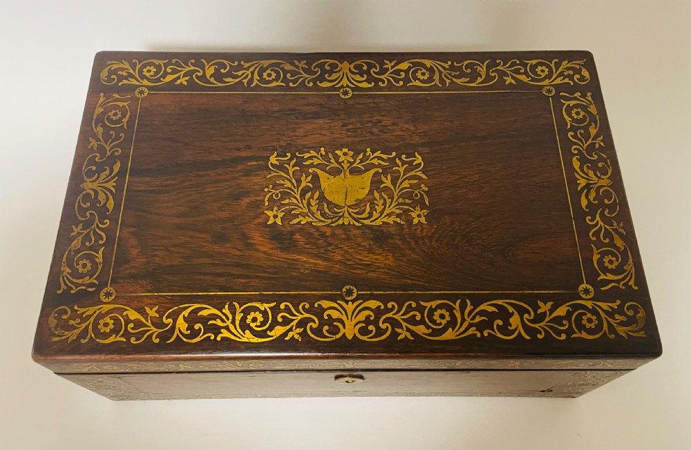 Antique Victorian Rosewood Inlaid Writing Slope  View XII