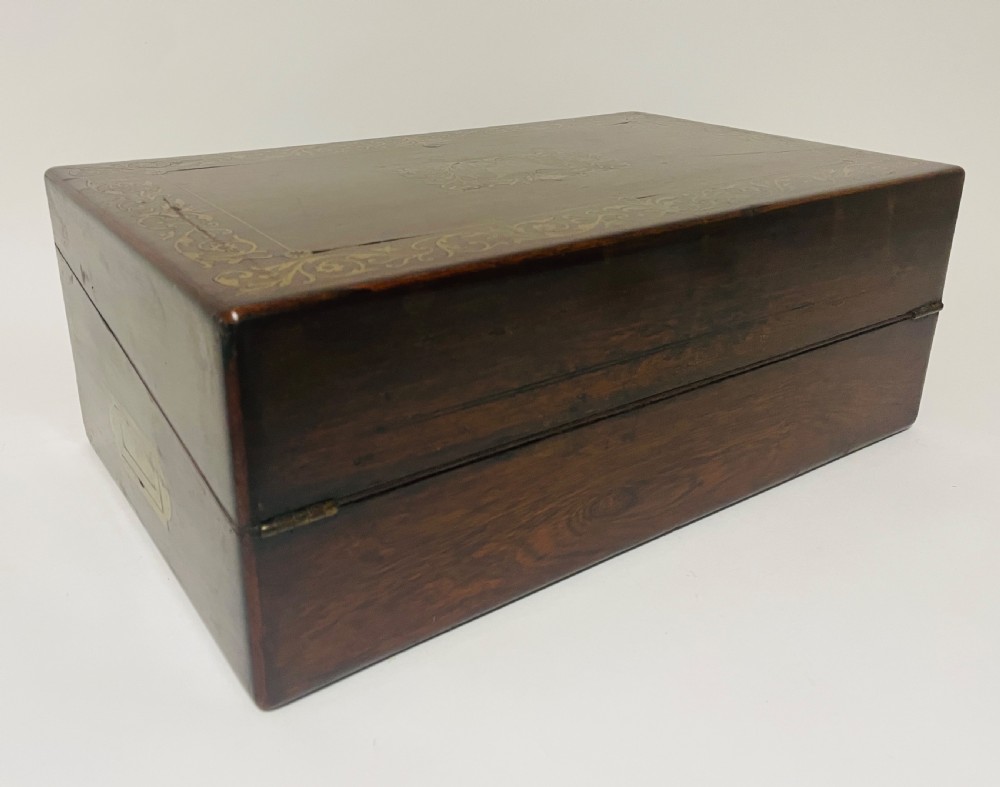 Antique Victorian Rosewood Inlaid Writing Slope  View XV