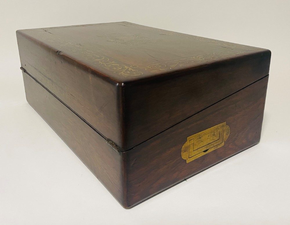 Antique Victorian Rosewood Inlaid Writing Slope  View XVII
