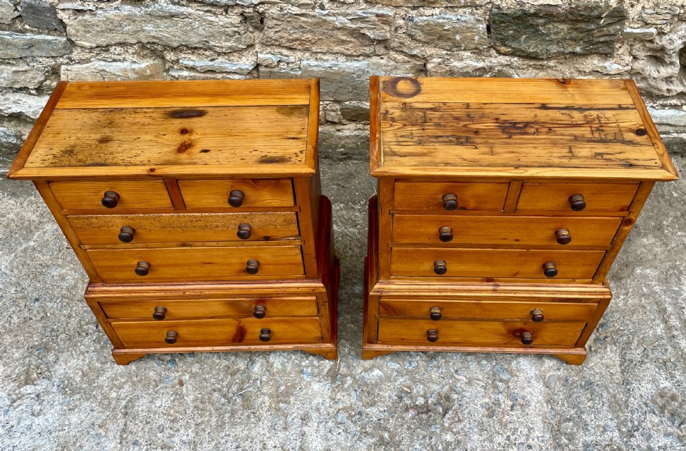 Pair of Miniature Pine Chests of Drawers View II