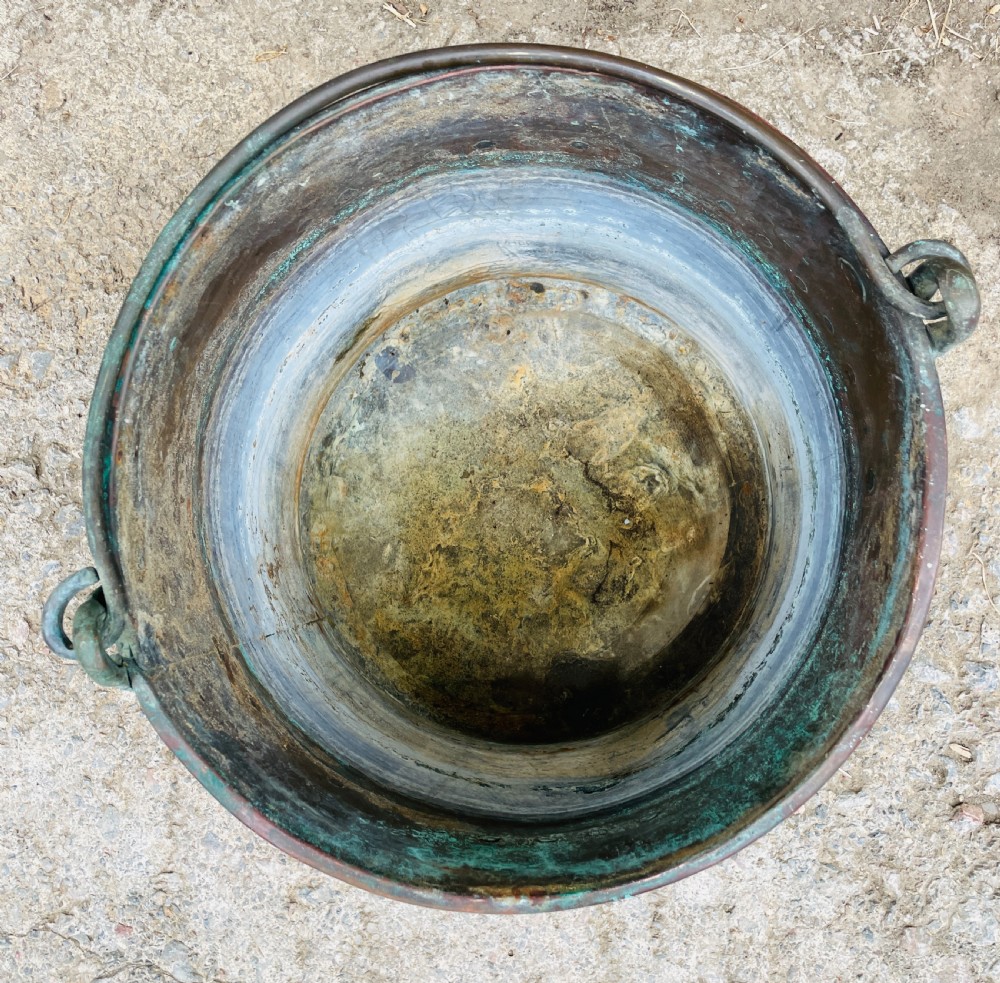 Victorian Copper Riveted Bucket with Naive Decoration View IX