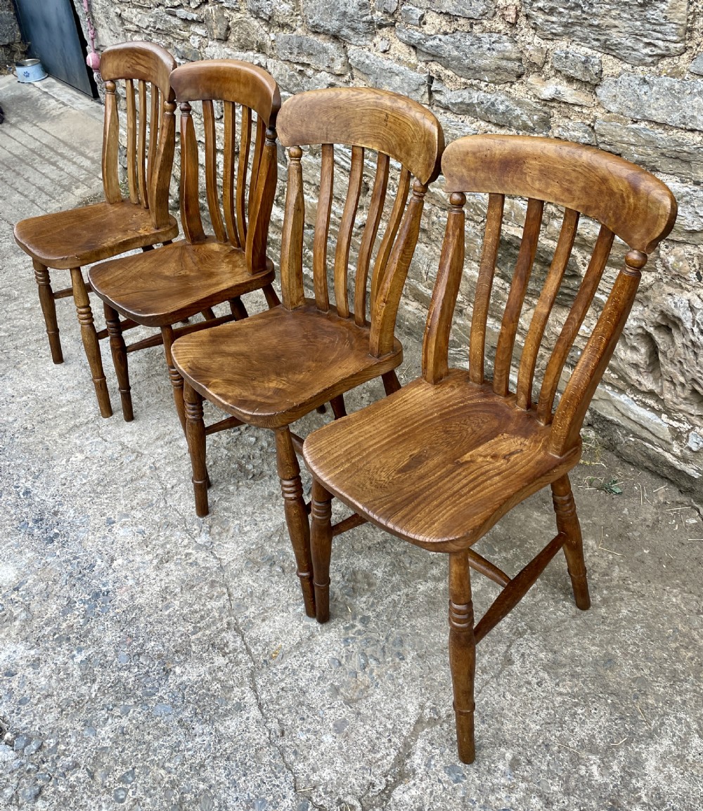Set of 4 Victorian Lathe Back Farmhouse Chairs View IV