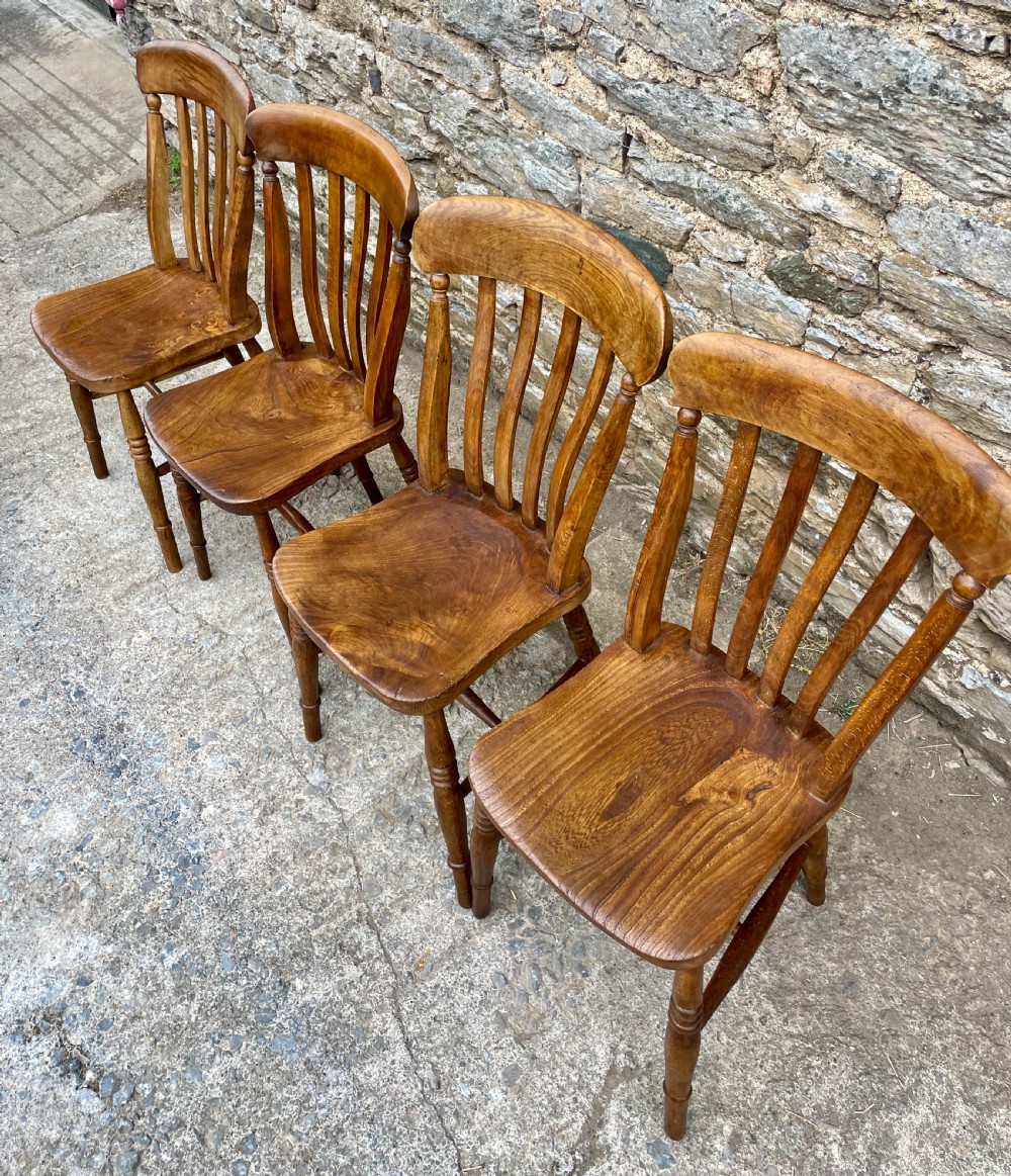 Set of 4 Victorian Lathe Back Farmhouse Chairs View V