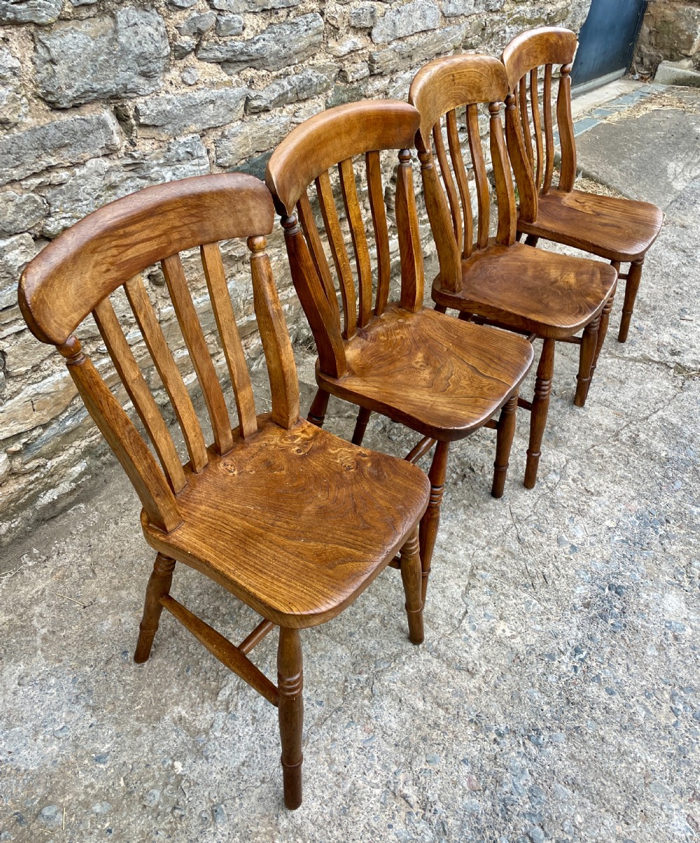 Set of 4 Victorian Lathe Back Farmhouse Chairs View VI