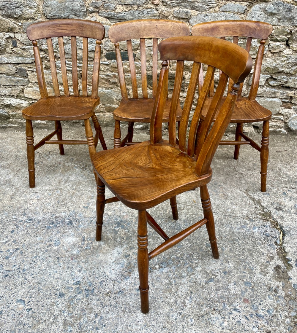 Set of 4 Victorian Lathe Back Farmhouse Chairs View VII