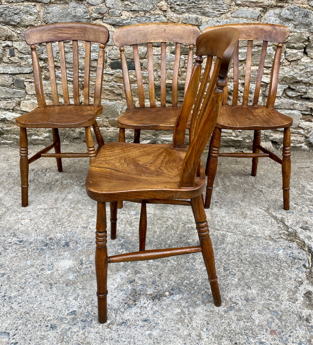 Set of 4 Victorian Lathe Back Farmhouse Chairs View VIII
