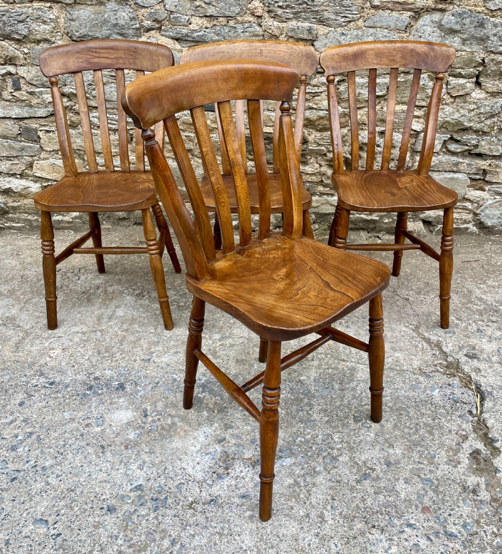 Set of 4 Victorian Lathe Back Farmhouse Chairs View X