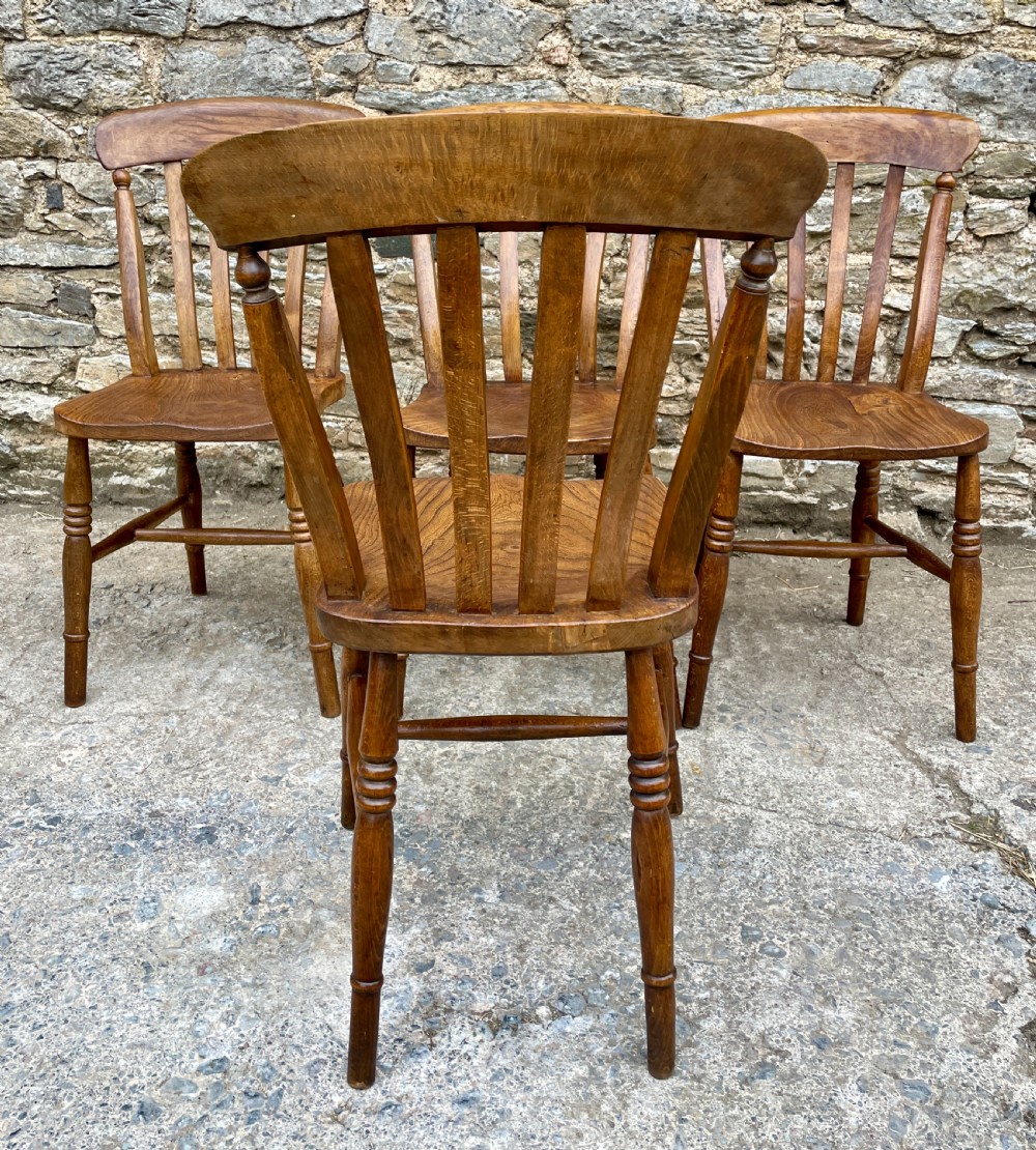 Set of 4 Victorian Lathe Back Farmhouse Chairs View XI