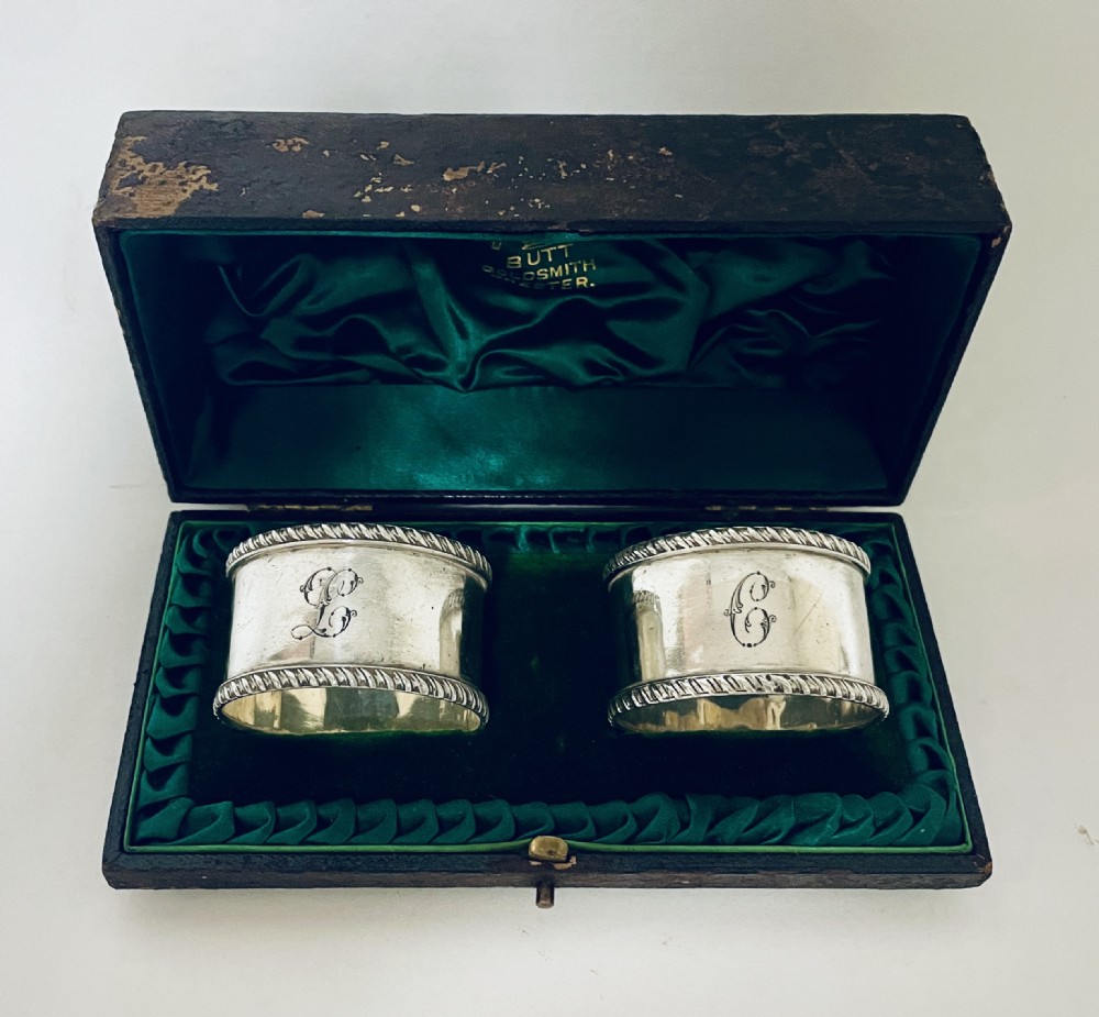 Pair of Victorian Silver Napkin Rings in Box
