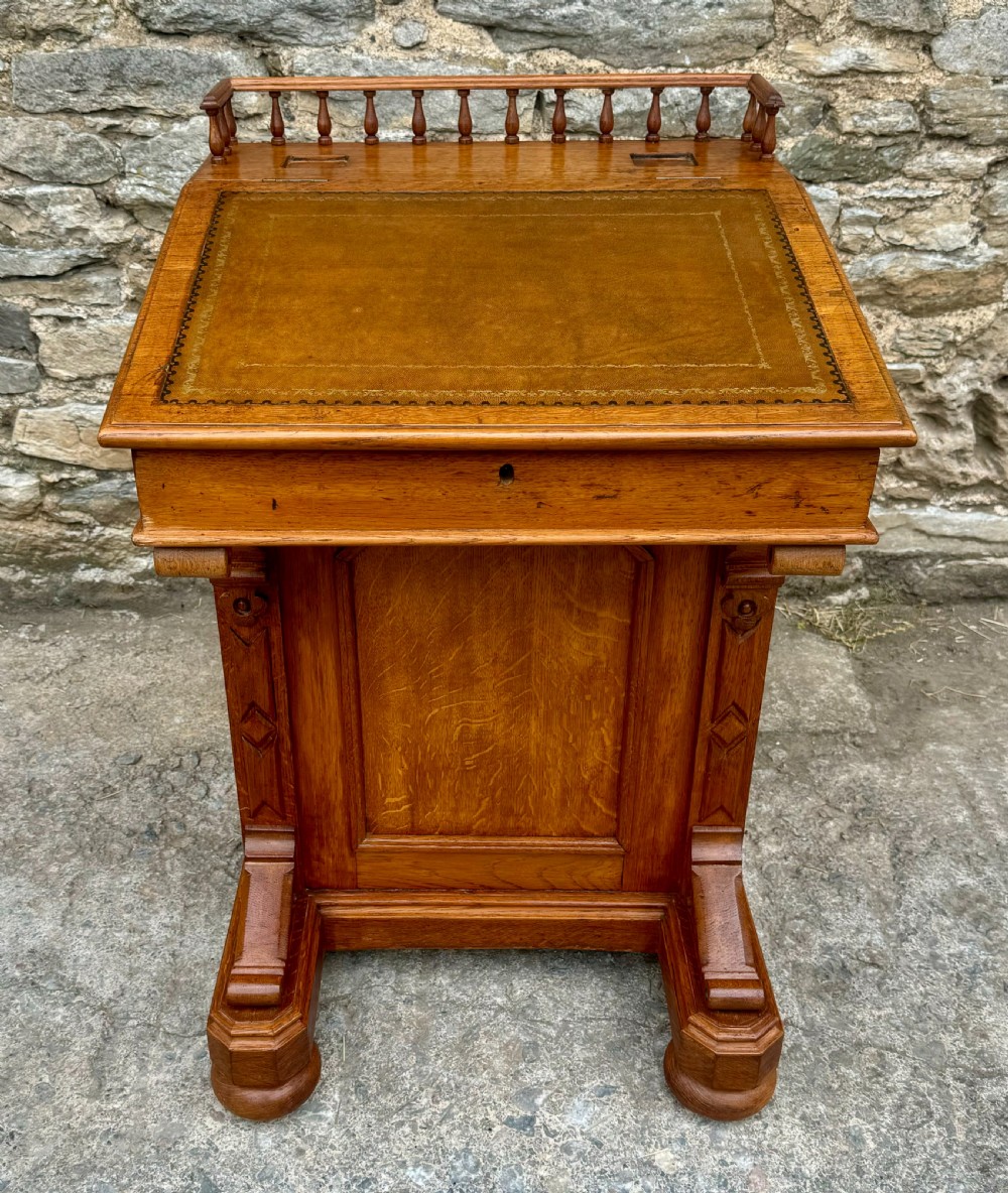 Victorian Golden Oak Davenport View II