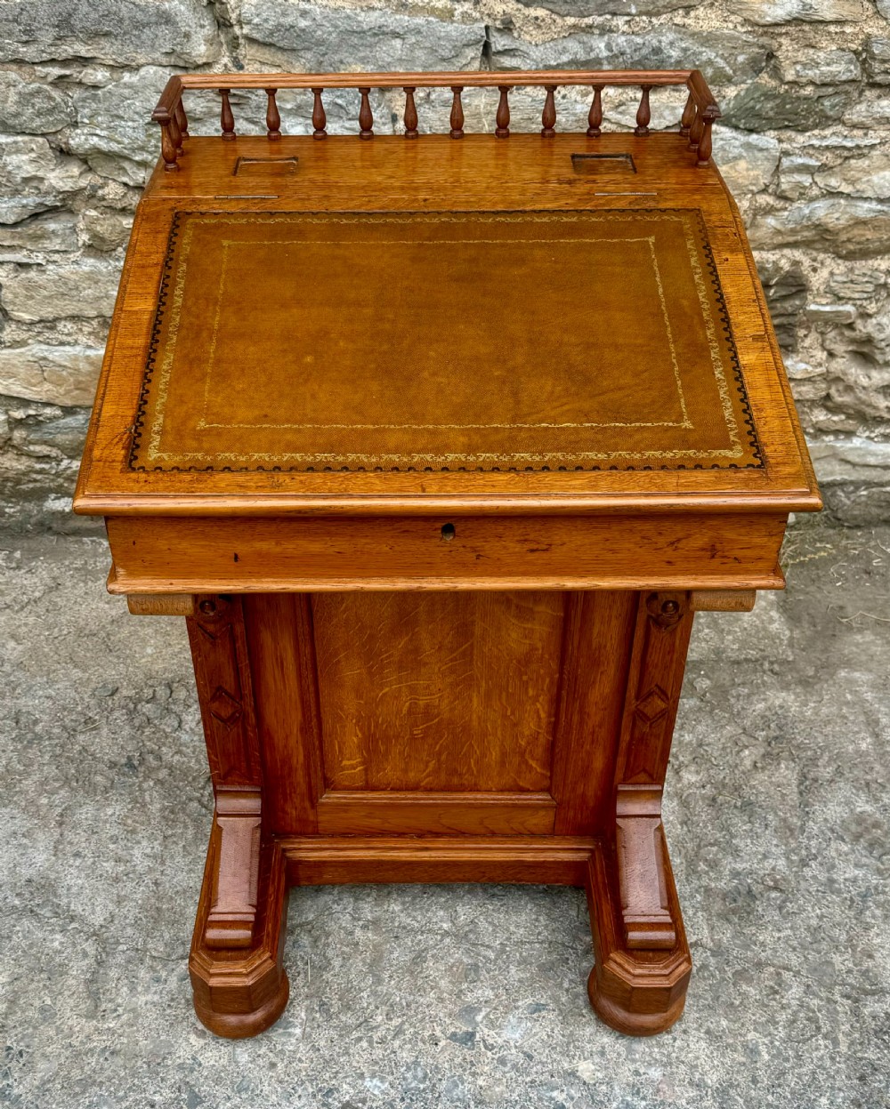 Victorian Golden Oak Davenport View III