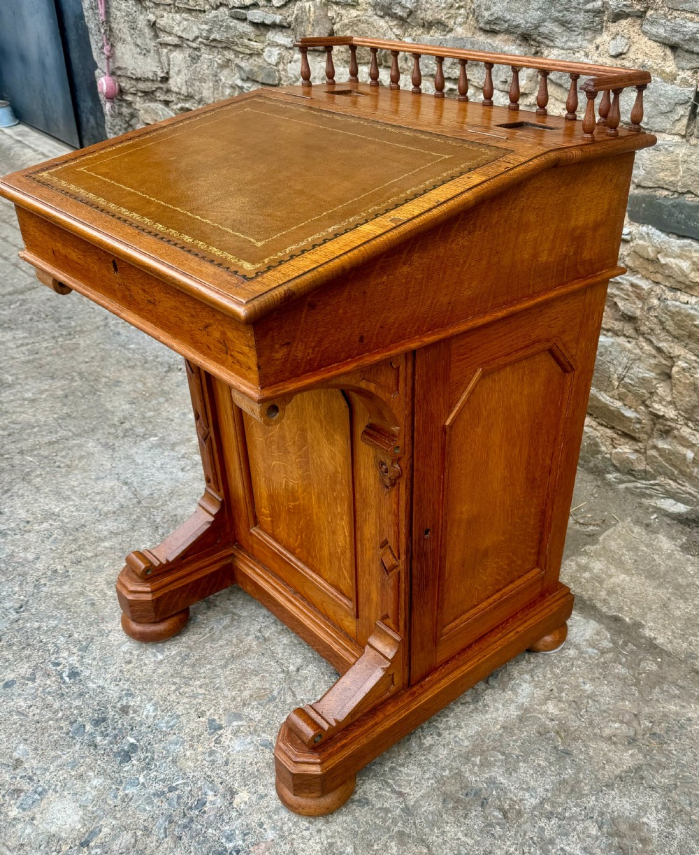 Victorian Golden Oak Davenport View VI