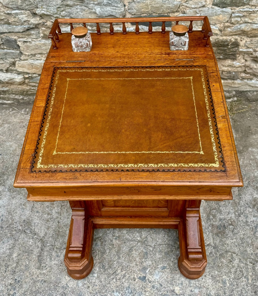 Victorian Golden Oak Davenport View VII