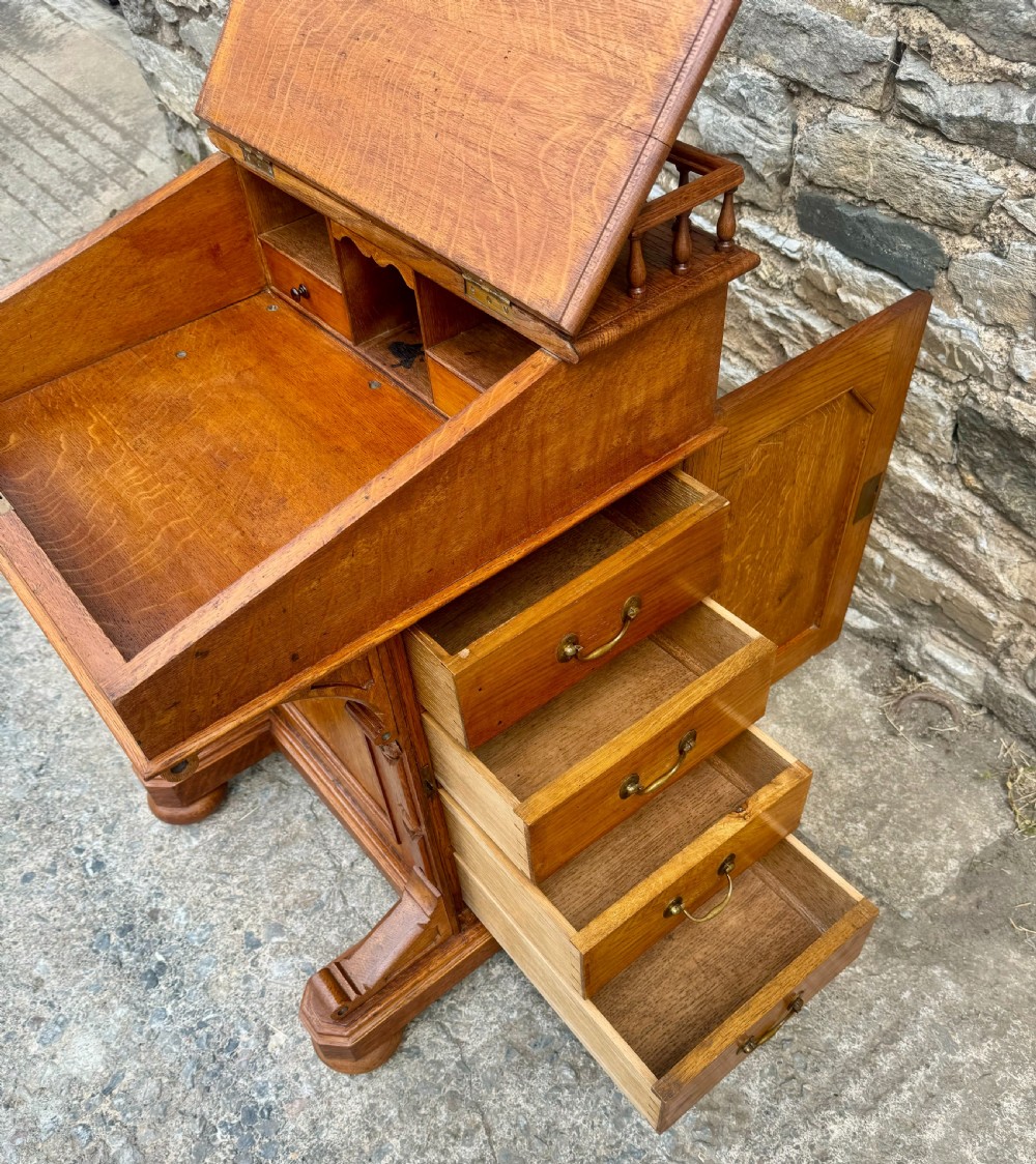Victorian Golden Oak Davenport View XIII